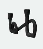 Black Powder Coated Aluminium Round Candle Holder - Image 2