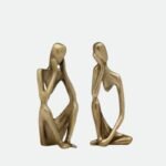 Pensive Figure Antique Brass Aluminum Decor Sculpture